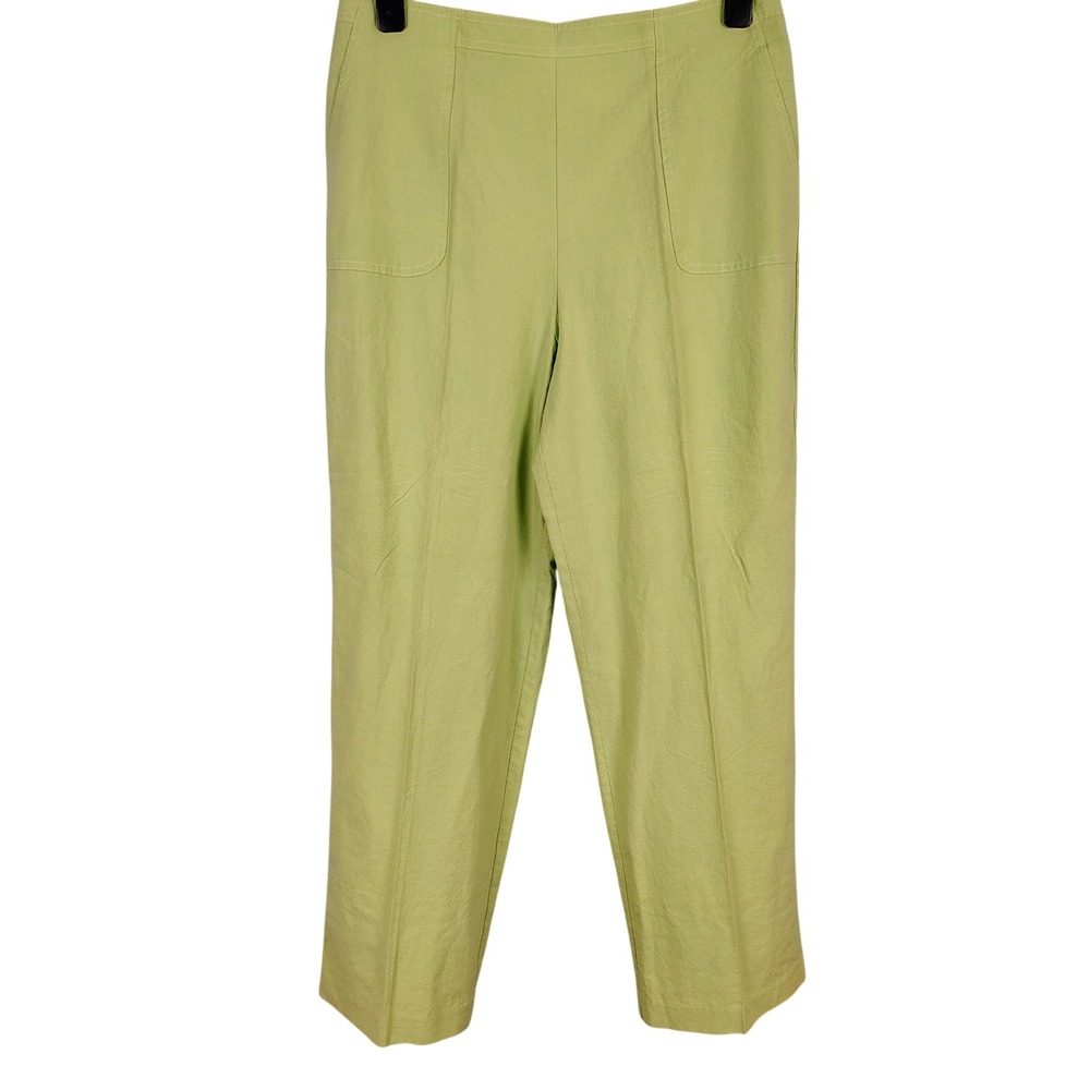 NWT Alfred Dunner Womens SZ 16 Biscayne Pants Celery Green Textured Grandmacore